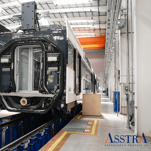 Wir transportieren einen eisenbahnwaggon mit dem auto